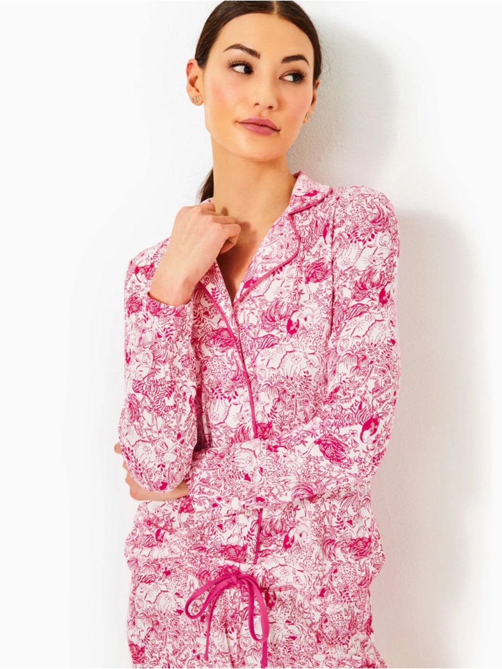 NWT Lilly Pulitzer Raspberry Rouge Animal Magnetism Pajama Top XXL - Picture 7 of 8